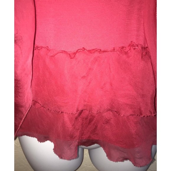 JS J S Millenium Hot Pink Silk Flutter Sleeves Boho Flowy Top Size ?? See Meas - Picture 3 of 6